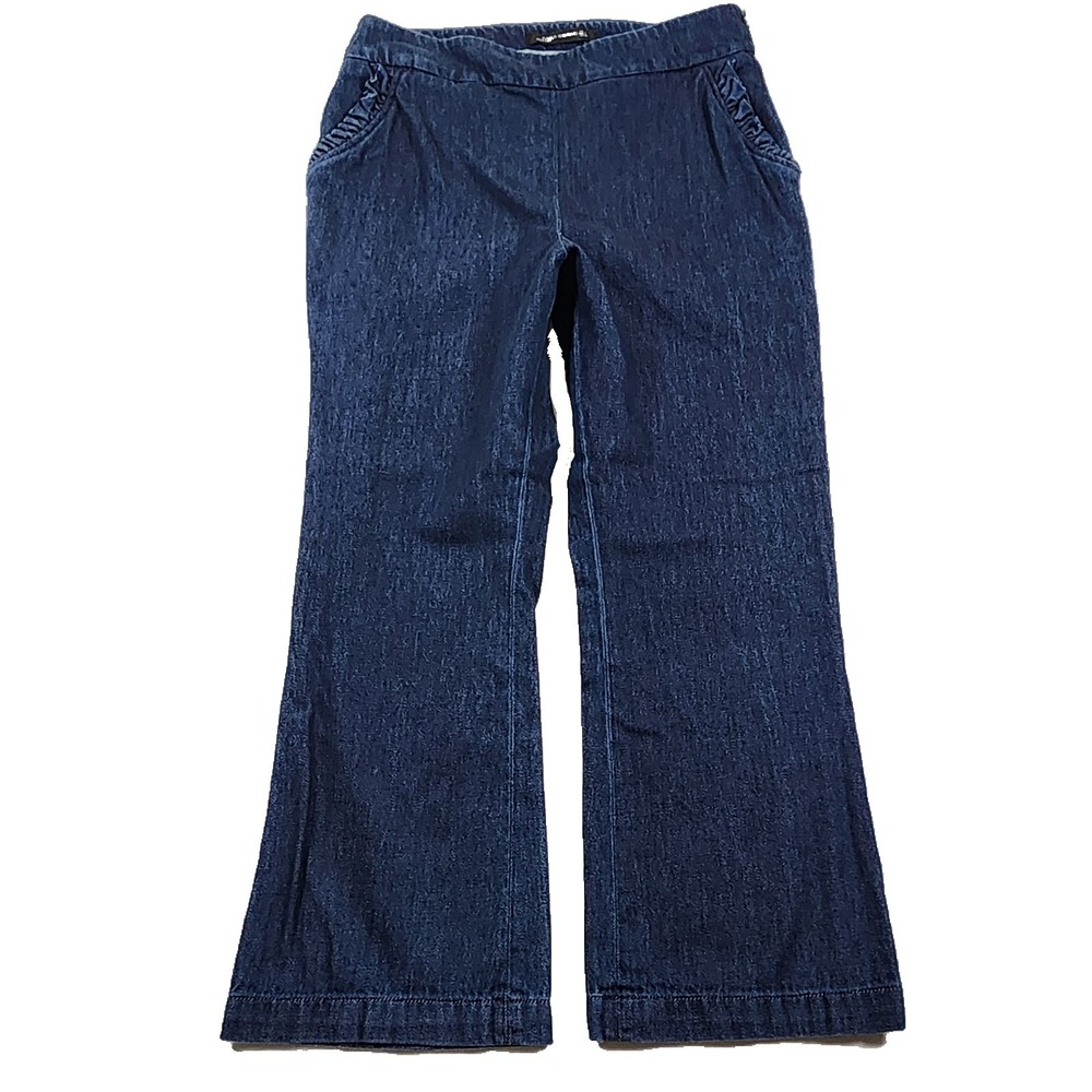 Zara Pants Womens Large Pull On Knit Denim Sweat Baggy Flare Bootcut Y2K